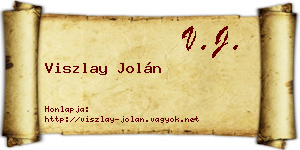 Viszlay Jolán névjegykártya
