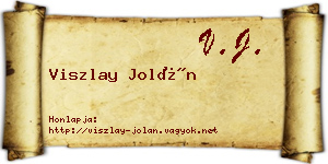 Viszlay Jolán névjegykártya